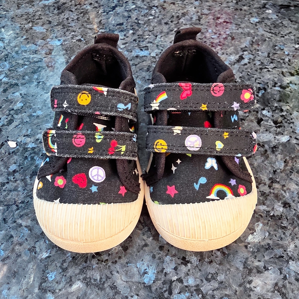 Cat & Jack - Black Baby Girl Sneakers with Colorful Patterns